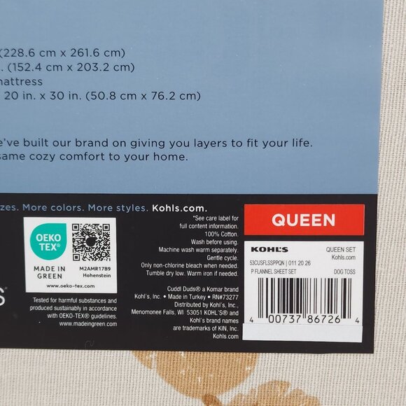 Cuddl Duds Heavyweight Flannel Queen Sheet Set Dog Toss Brushed Cotton Durable - Picture 8 of 9